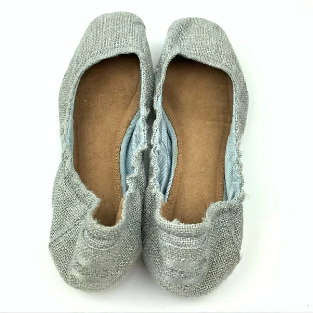 Toms flats sz 8 38.5 blue silver metallic ballet